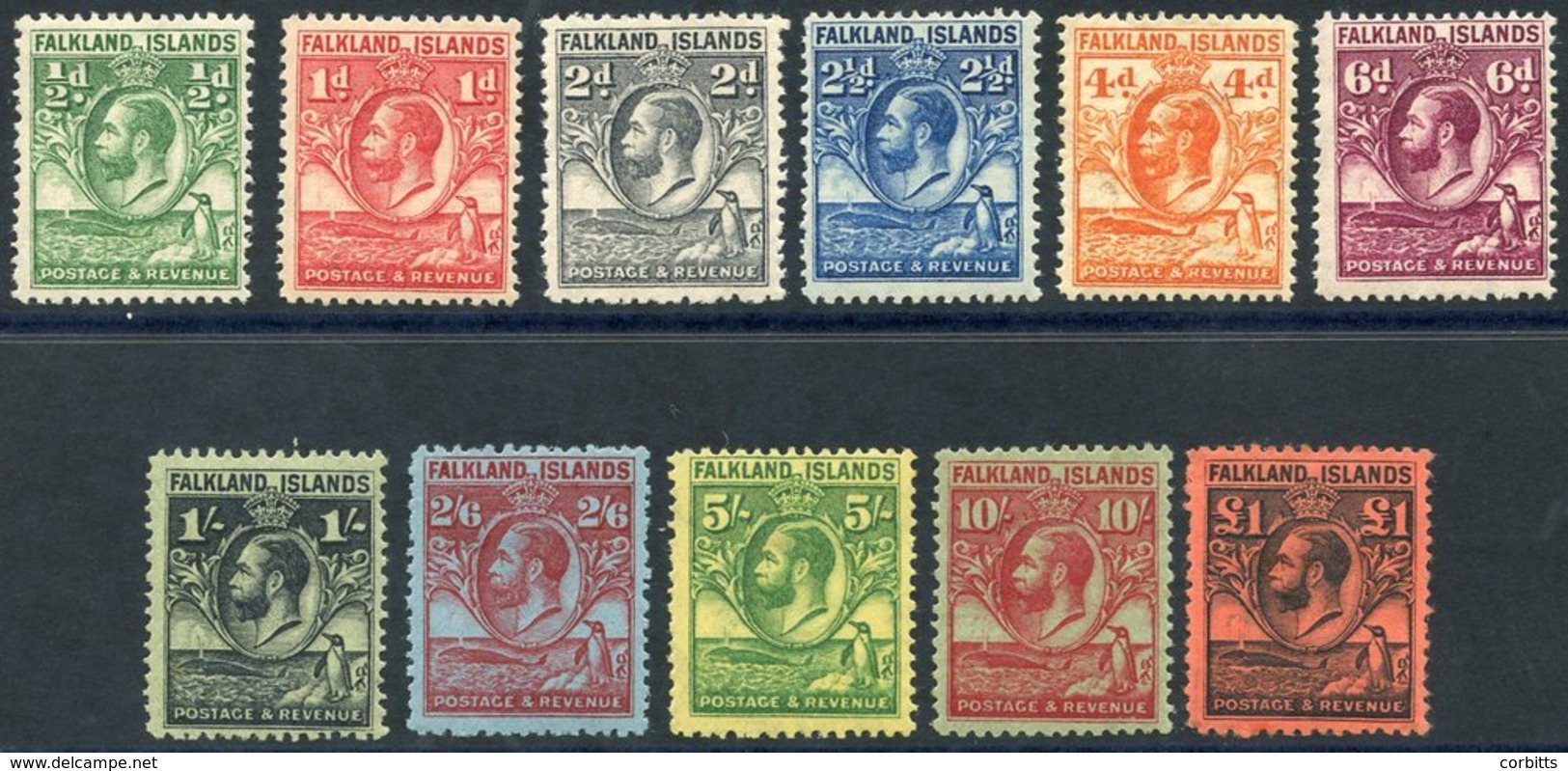 1929-36 Whale & Penguin Set, Fine M (£1 Has Slight Gum Crease), SG.116/126, Cat. £700. - Autres & Non Classés