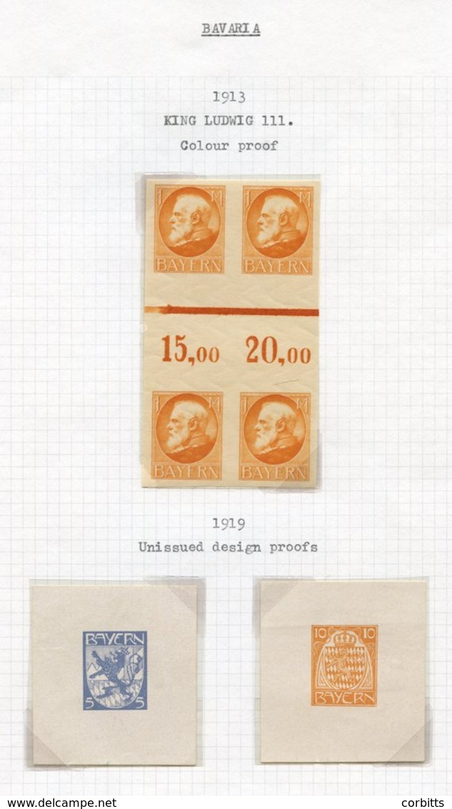 BAVARIA 1913-20 Collection Of Unissued Designs Colour Trials/proofs. (232 Items) - Autres & Non Classés