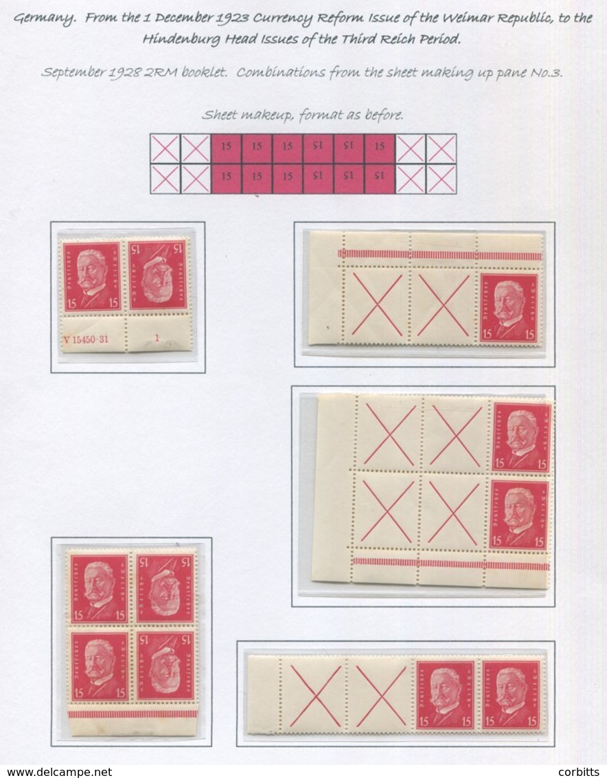 1928 President Hindenburg 5pf, 15pf Combinations From The 2mk Booklet Panes (HB 57b, HB 59b) But Without Selvedge So Cat - Autres & Non Classés