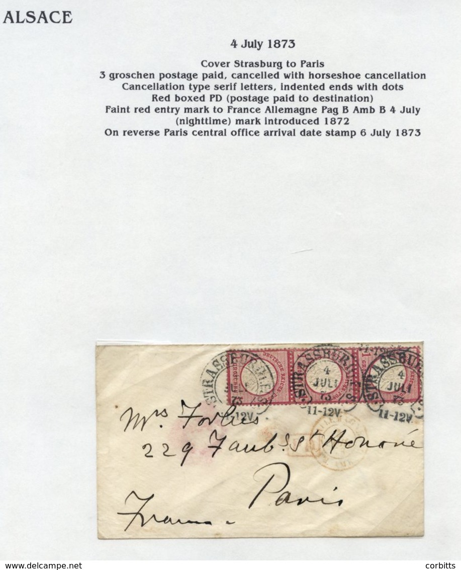 ALSACE 1872-1917 Collection Of EL's, Postal Stationery, Parcel Cards, Nachnahme, Letter Cards On Written-up Leaves. Fran - Autres & Non Classés