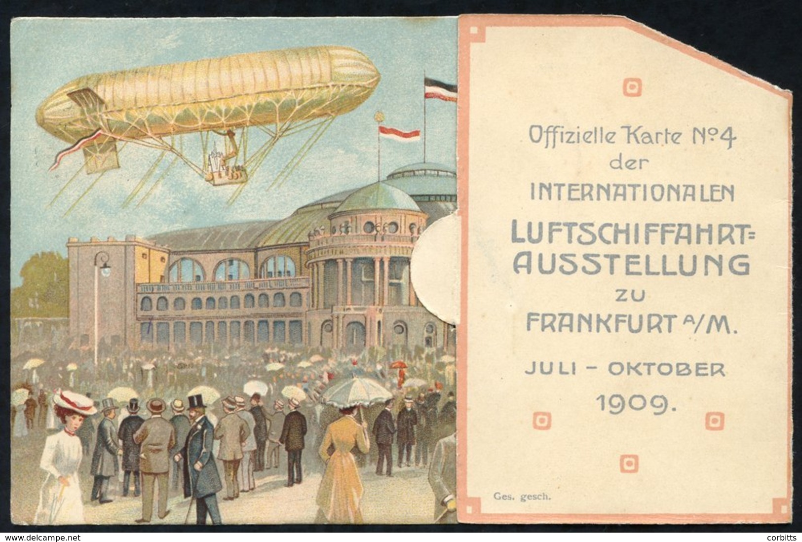 1909 Novelty 'Pop Up' P.P.C Depicting A Ship And Balloons In Flight, Fine, Scarce. - Autres & Non Classés