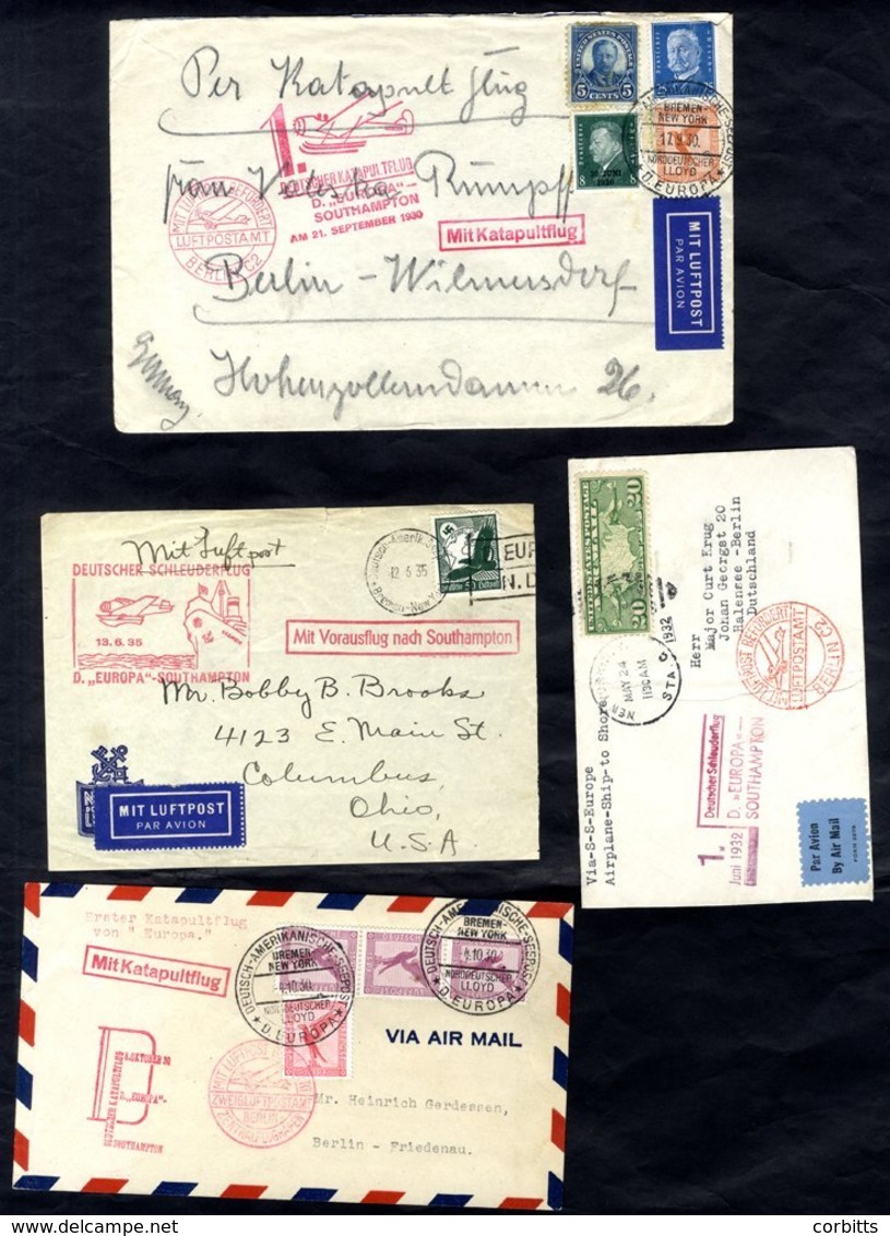 1930-35 Air SS 'Europa' Selection Of Covers With US Or German Frankings Bearing Different 'Ship-to-Southampton' Catapult - Autres & Non Classés