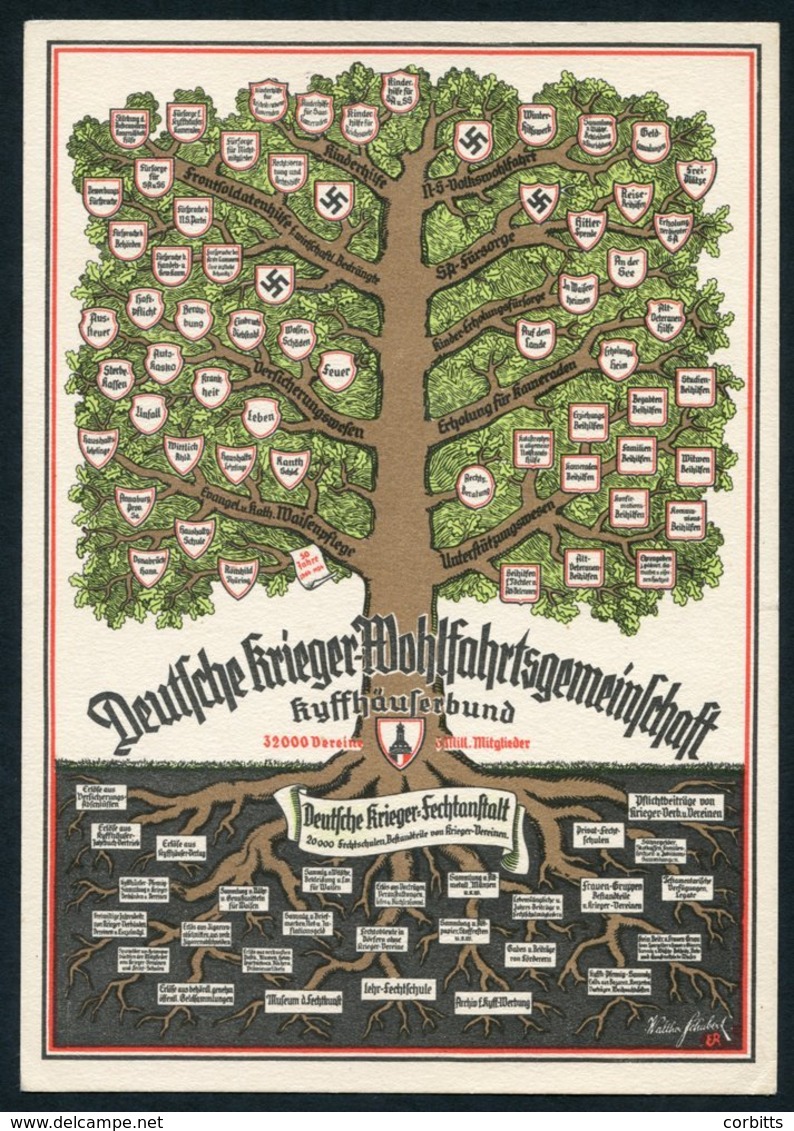 1930's War Veteran Welfare Donation Card From The Kyffhaenserbund Veterans Organisation, Shows German Oak Tree Branches  - Autres & Non Classés