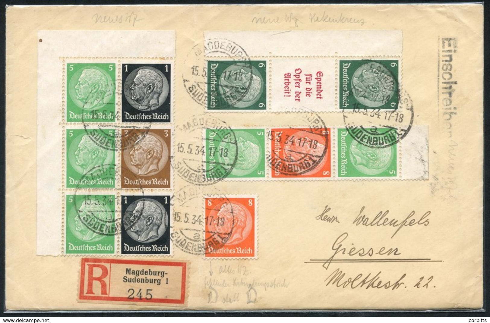 1934 April/June Hindenburg Combinations With Mi.S124 UM, W61, W62 Both UM + Block Of Six With W62 (2), W61 - All M (Cat. - Sonstige & Ohne Zuordnung