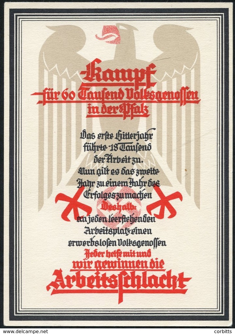 1934 Postcard Depicting The Labor Successes Of Hitler's First Year In Office, Fine Condition. (1 Card) - Sonstige & Ohne Zuordnung