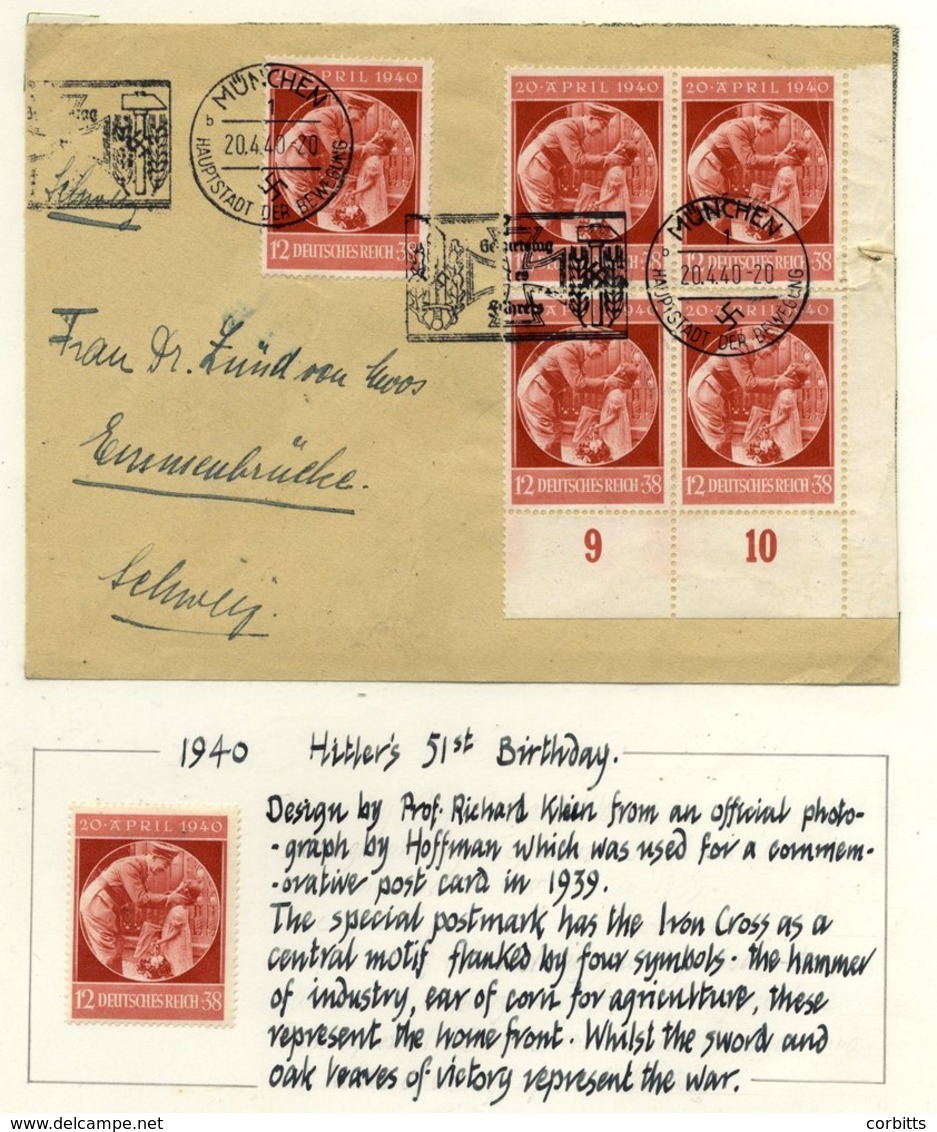 1937-44 Collection Written Up On Leaves, Mainly For Hitler's Birthday Commemoration Incl. M/Sheets (3), Stamps (47), Sta - Autres & Non Classés