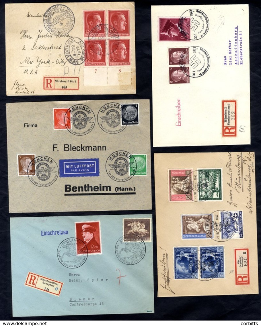 1938-44 Accumulation Of Covers/cards With Registered Bearing A Variety Of Cancels & Frankings, Mostly Commemoratives Inc - Autres & Non Classés