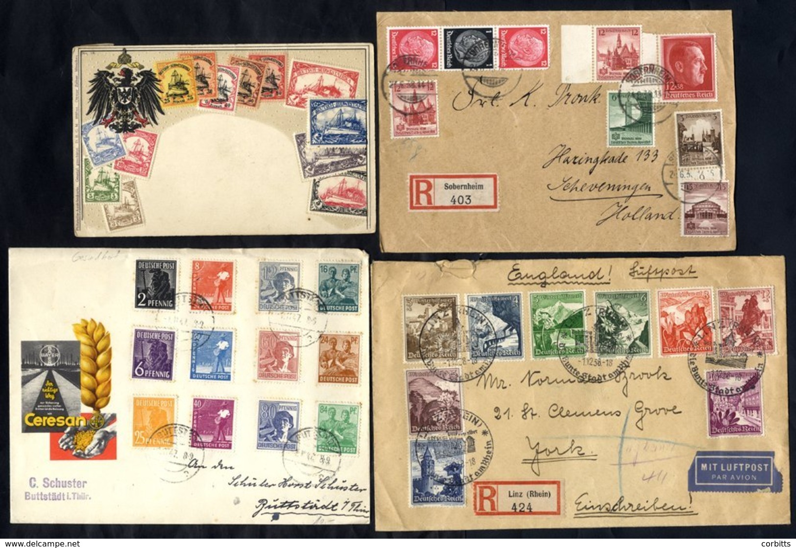 Miscellaneous Assortment Of Covers & Cards Incl. Feldpost, Inflation, Third Reich, Variety Of Frankings Incl. 1938 Winte - Autres & Non Classés