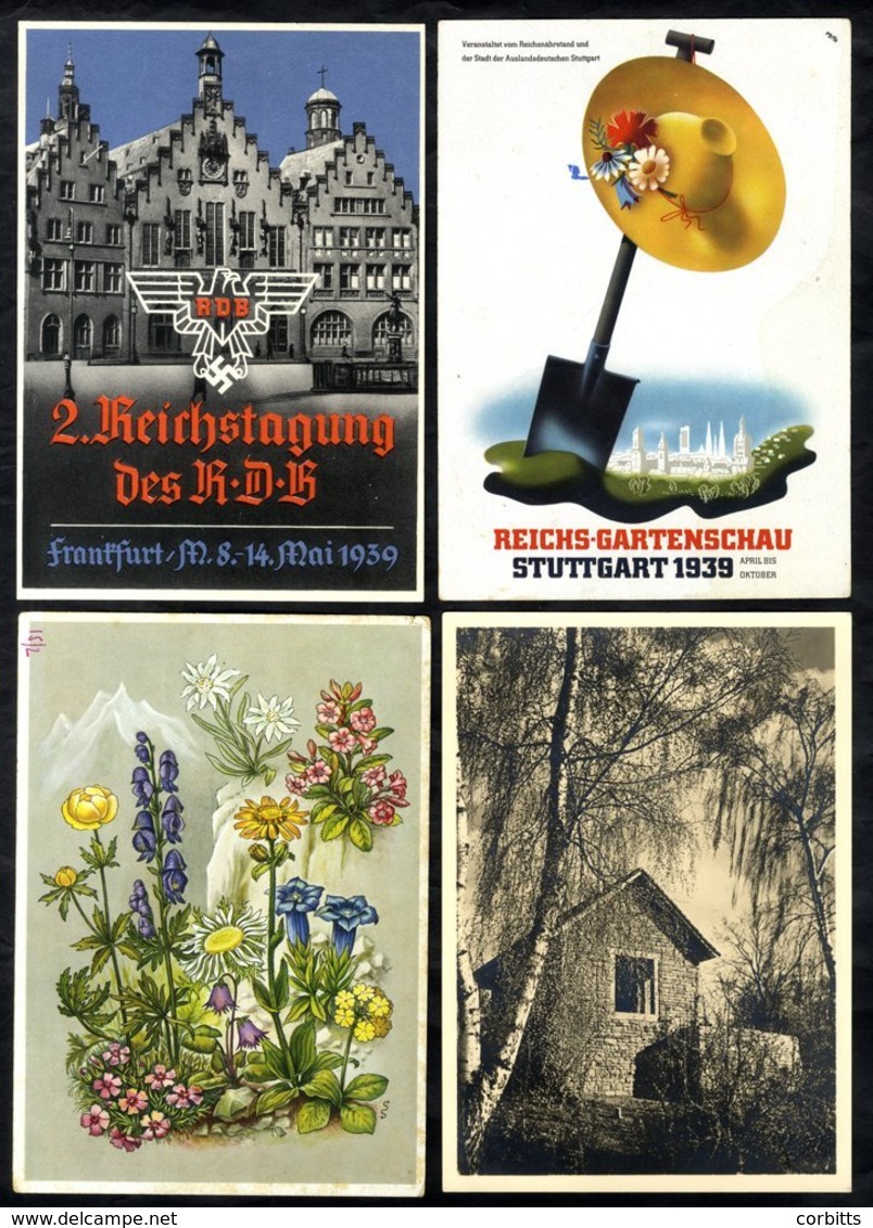 1939 Garden Show Commemorative Cards (3 Diff) Each Bearing Stuttgart Show Cancels (odd Fault), Another 1939 Card Promoti - Autres & Non Classés