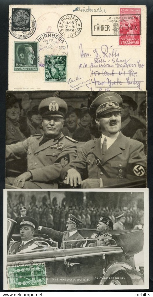 1941 Hitler & Mussolini Brotherhood Selection Of Covers/cards (7), Cover Incl. Frankings Of The Hitler Mussolini Stamp U - Autres & Non Classés