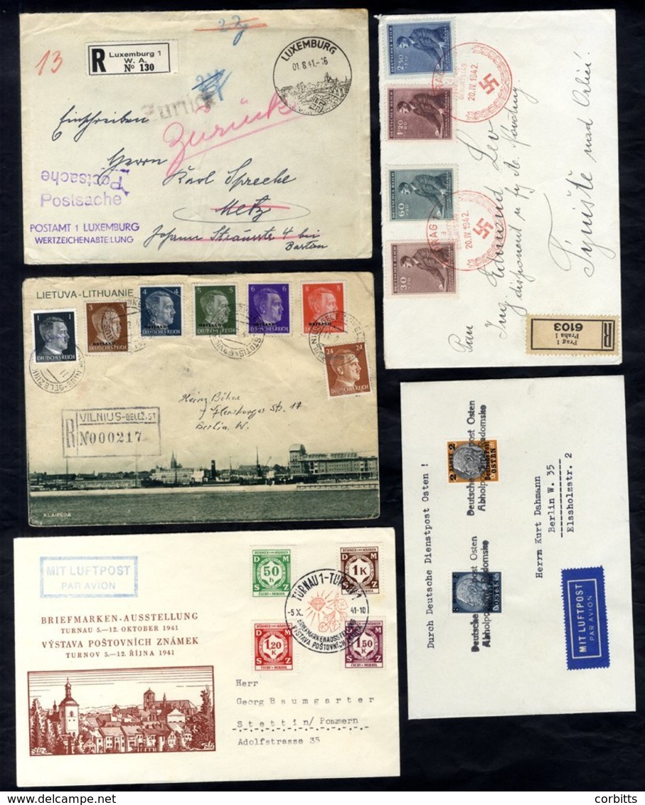 1940-41 Selection Of Covers Bearing A Variety Of Frankings From Latvia, Lithuania, Poland & Luxembourg Incl. Attractive  - Autres & Non Classés
