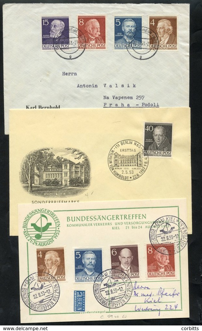 1952-53 Famous Berliners 10pf, 20pf, 40pf Mi.95, 97, 100, Each On Illustrated FDC's With Appropriate Cancellations (Cat. - Autres & Non Classés