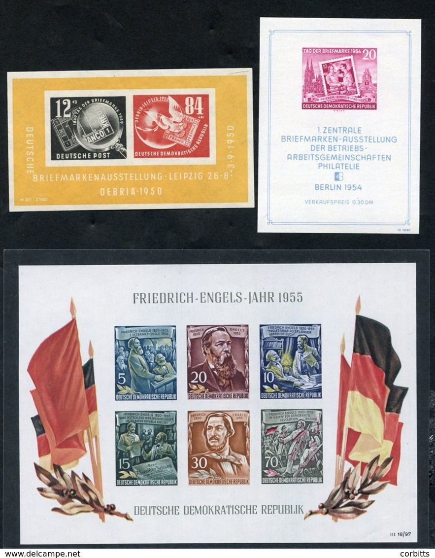 1950 Debria M/Sheet, Fine M (SG.E29a), 1954 Stamp Day M/Sheet, Fine M (SG.MSE200b), 1955 Engels M/Sheet (SG.233a), Cat.  - Autres & Non Classés