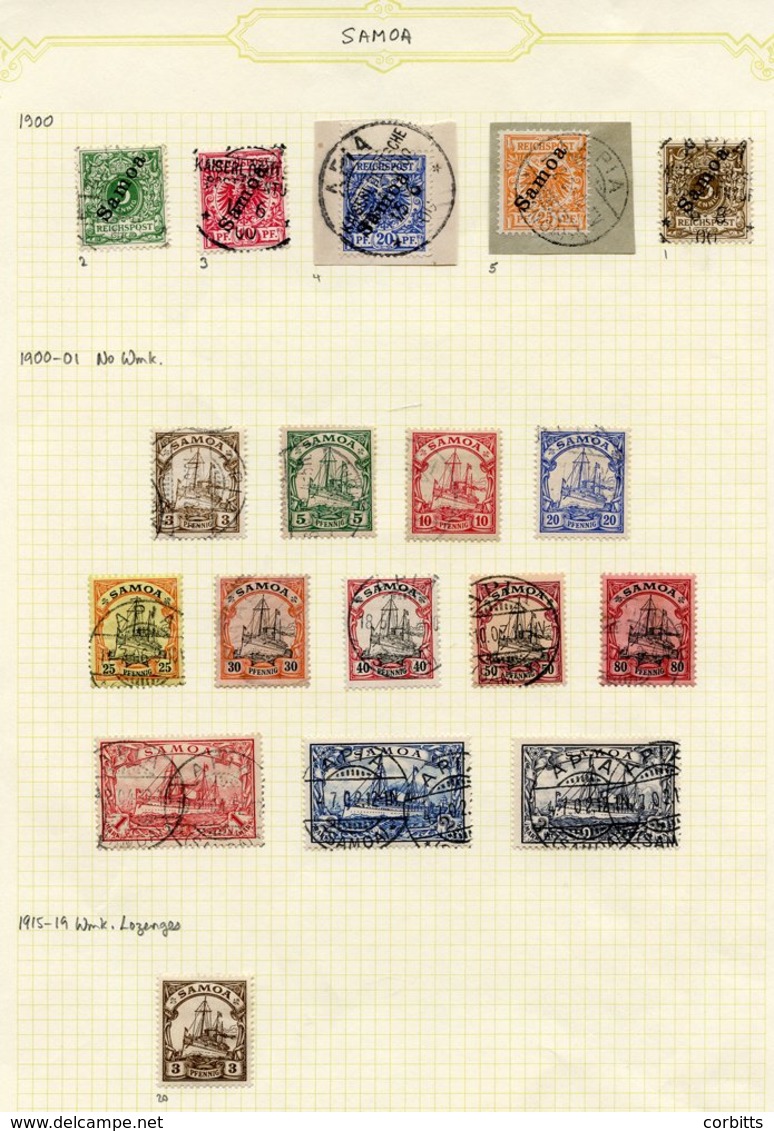 SAMOA 1900 Empire Stamps Opt 3pf-25pf, SG.61/5 FU (20pf, 25pf On Pieces With Full APIA Pmks), 1900 Yacht Values 3pf - 3m - Autres & Non Classés