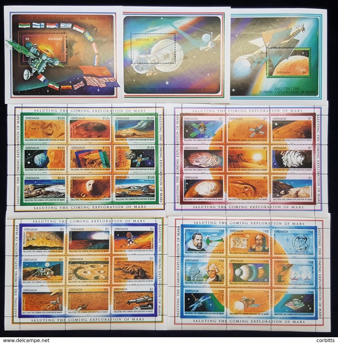 1991 Exploration Of Mars Set Of Four Sheets Of Nine Stamps + M/Sheets Of Three Different $6 Stamps, SG.2262/97 & MS2298  - Autres & Non Classés