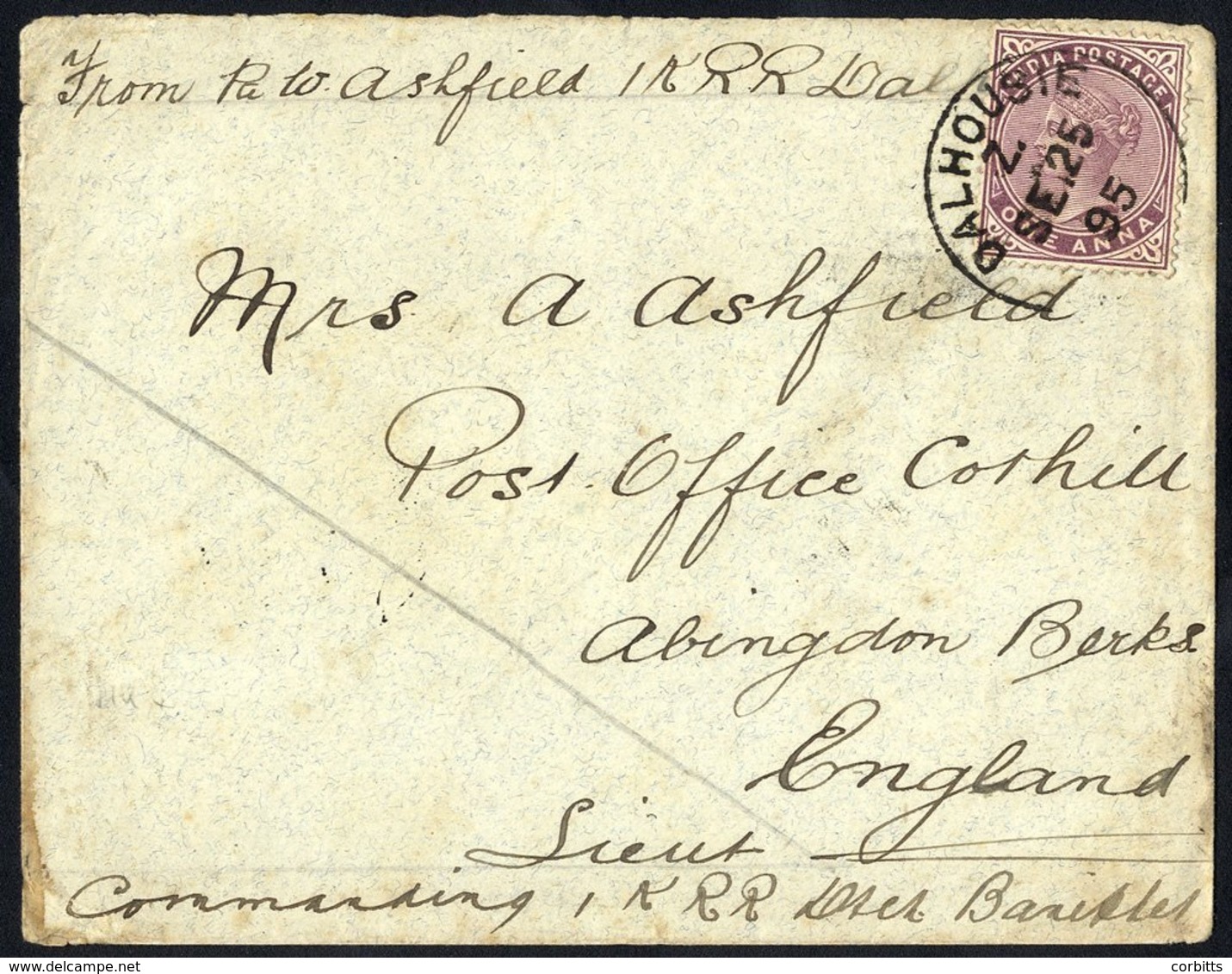 1895 Campaign Cover, Franked 1a, Tied Dalhousie C.d.s. To England, Officer Countersigned, Written By Pte. 1 K.R.R Detach - Andere & Zonder Classificatie