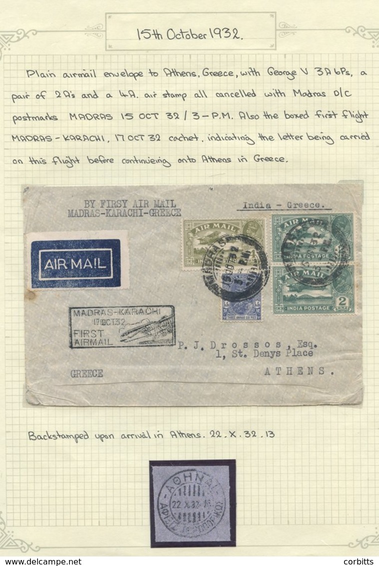 1932-33 Airmail Covers, First Flight Etc. Small Collection Written Up On Leaves Of Covers (33) With A Range Of Frankings - Autres & Non Classés