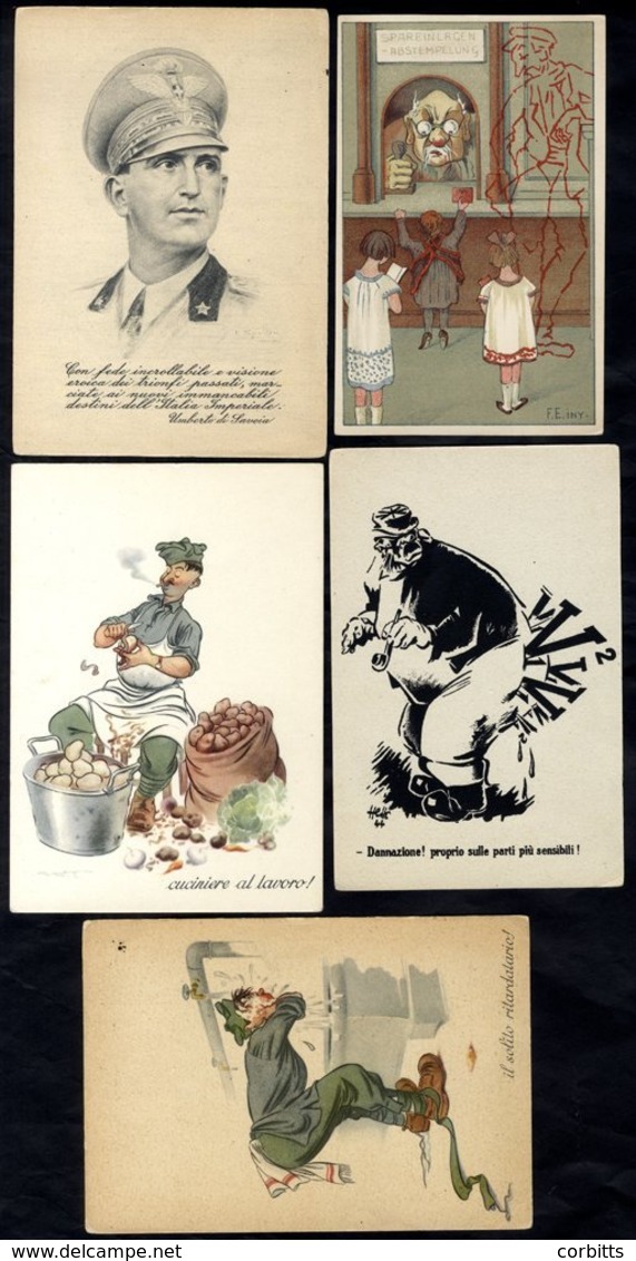 1930's-40's Propaganda Cards Incl. Somali Arab Battalion, Anti British, Comic Types, Children Dressed Up As Soldiers Etc - Sonstige & Ohne Zuordnung