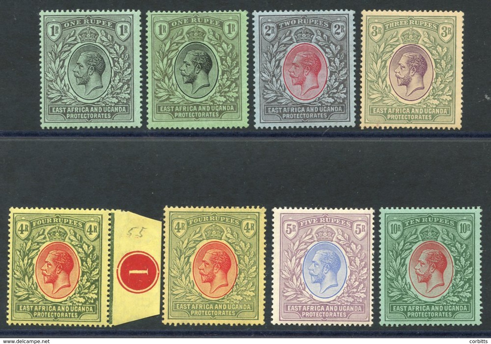 EAST AFRICA & UGANDA 1912-21 MCCA 1r Black/green & 1r On Emerald Back, 2r, 3r, 4r Red & Green/yellow & 4r On Pale Yellow - Andere & Zonder Classificatie