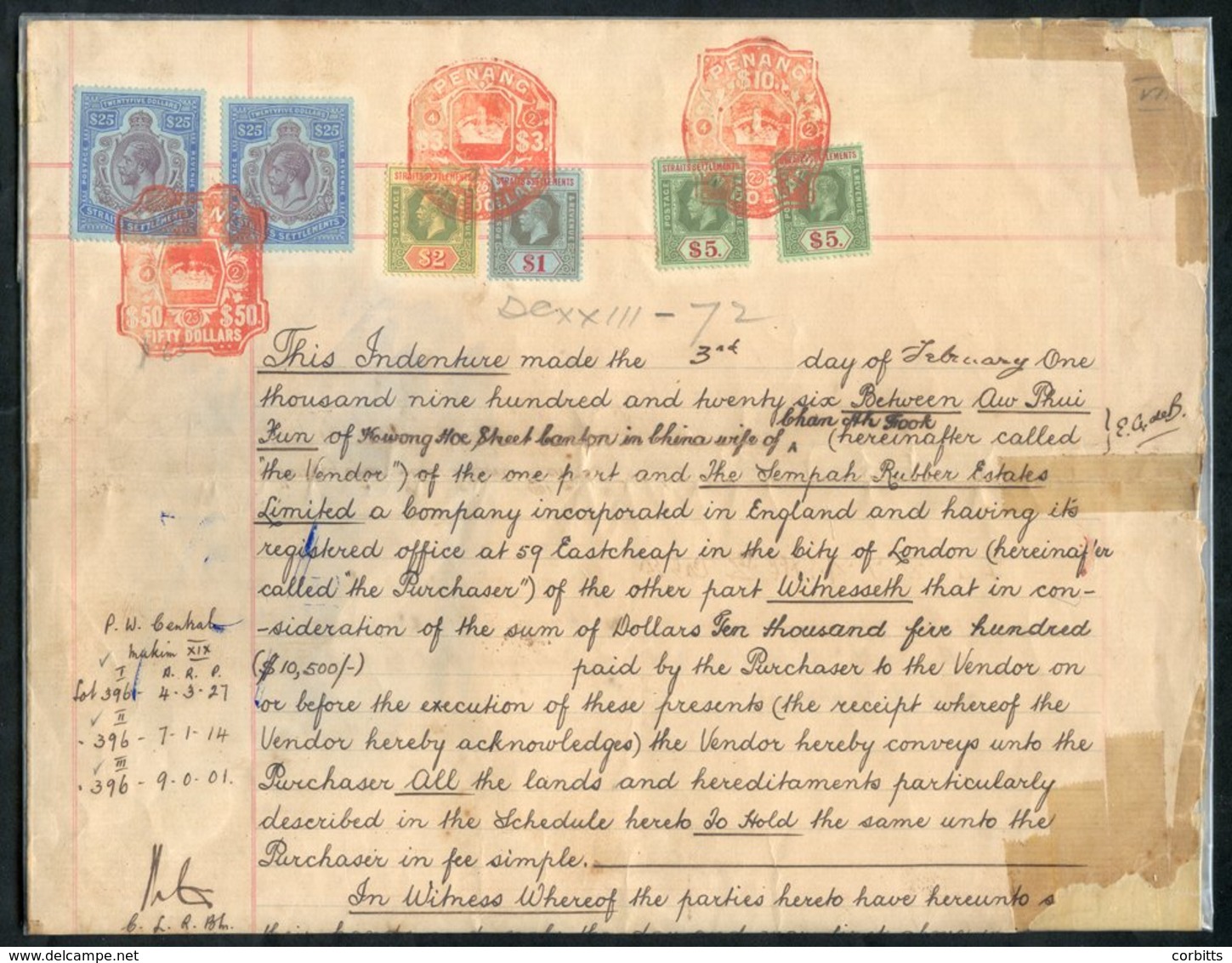 1907-22 Group Of Legal Papers (12) Such As Solicitors Scale Of Costs, Mortgage, Insurance Policy, Form Of Statutory Decl - Sonstige & Ohne Zuordnung