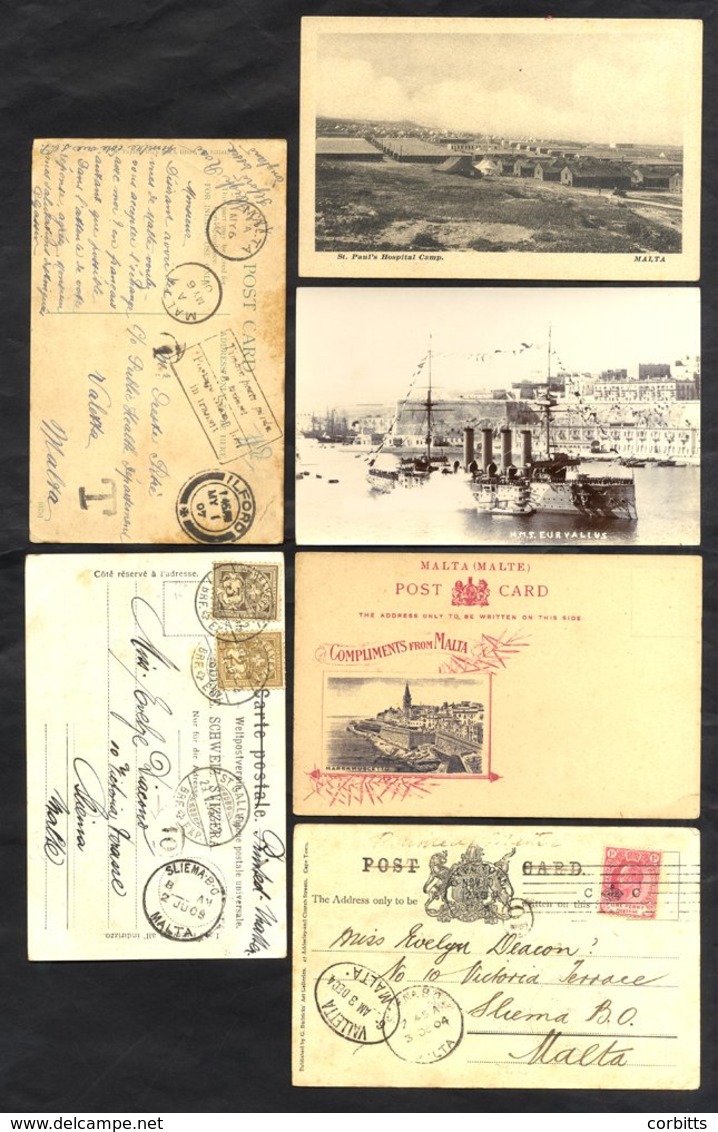 Postcards Mainly Early Selection Of Cards (approx 60) Sent To Or From Malta. Noted - Fine RP Of HMS Euryalus, St. Pauls  - Sonstige & Ohne Zuordnung