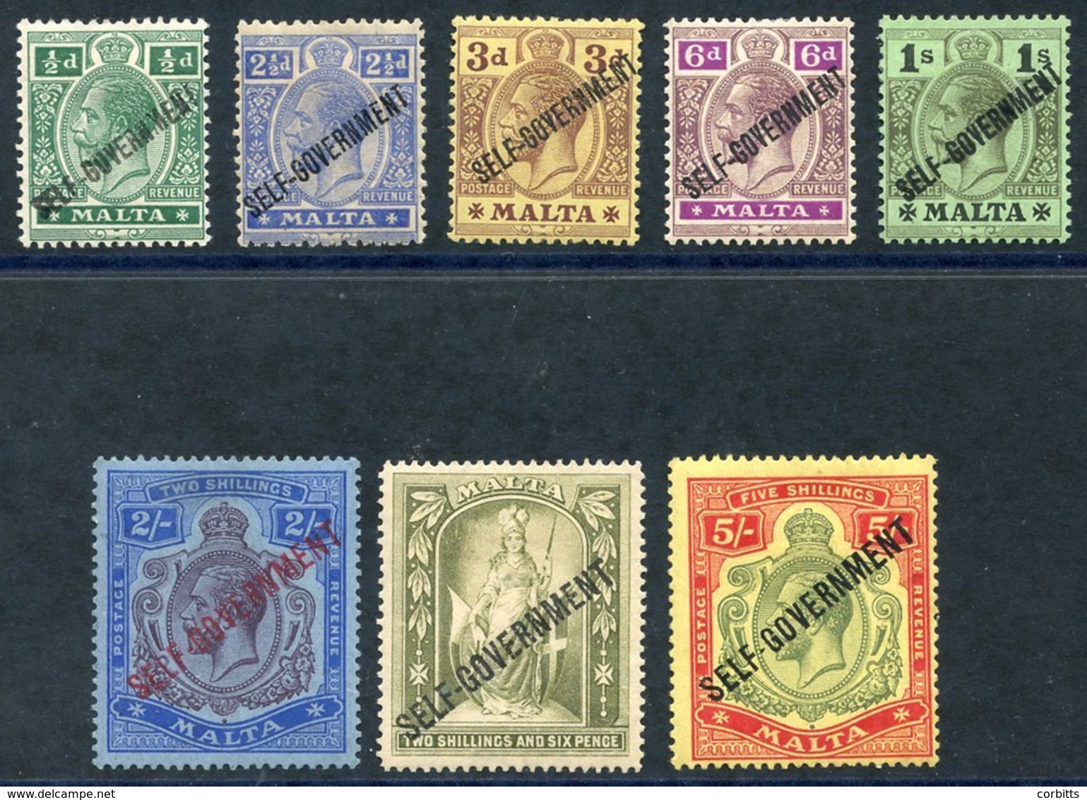 1922 MCCA Self Govt Optd Set M, SG.105/113. Cat. £350 (8) - Sonstige & Ohne Zuordnung