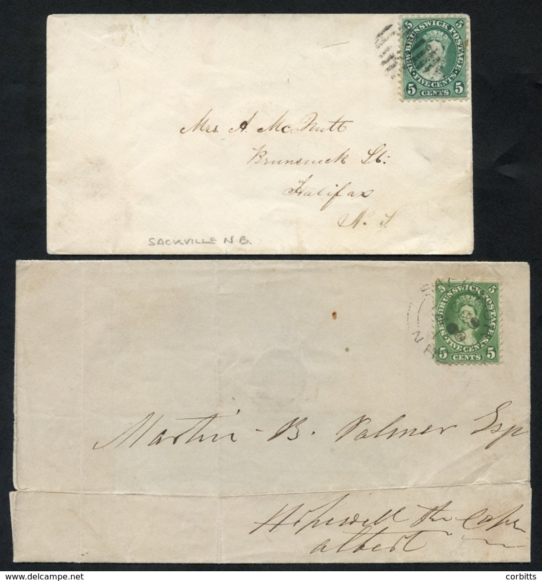 1860 Outer Wrapper To Hopewell Corner With A 5c Yellow-green Tied Salisbury N.B. NO.29.1860 And An 1867 Envelope, Sackvi - Sonstige & Ohne Zuordnung