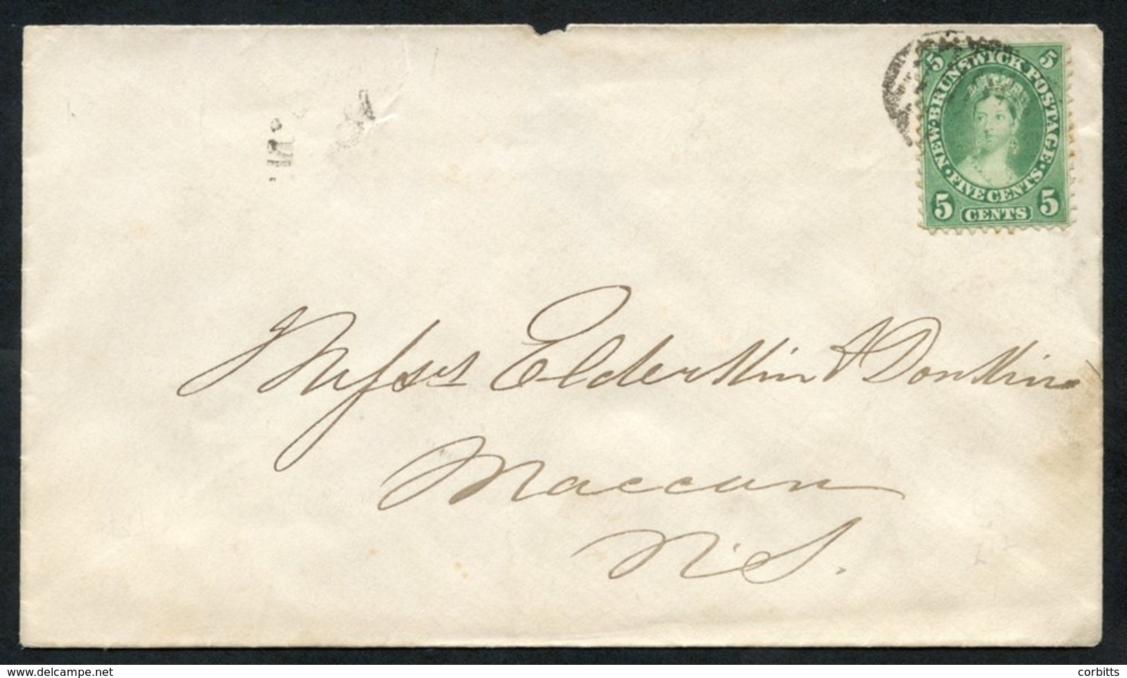 1866 Cover With A 5c Lightly Tied By A Barred Canceller With Saint John N.B JU.25.1866 And Amherst JU.26.1866 Cancels On - Sonstige & Ohne Zuordnung