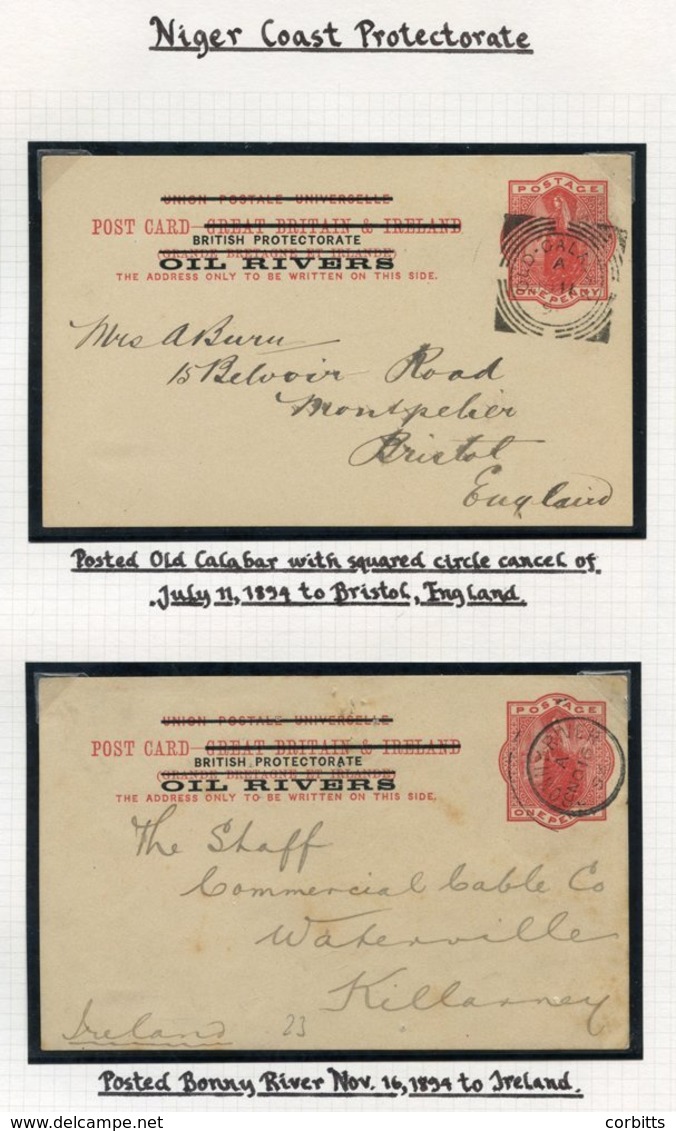 POSTAL STATIONERY Range Comprising Cards With Oil Rivers 1892-93 ½d (2) Unused & 1d Unused & Used (3). Registered Env 18 - Autres & Non Classés