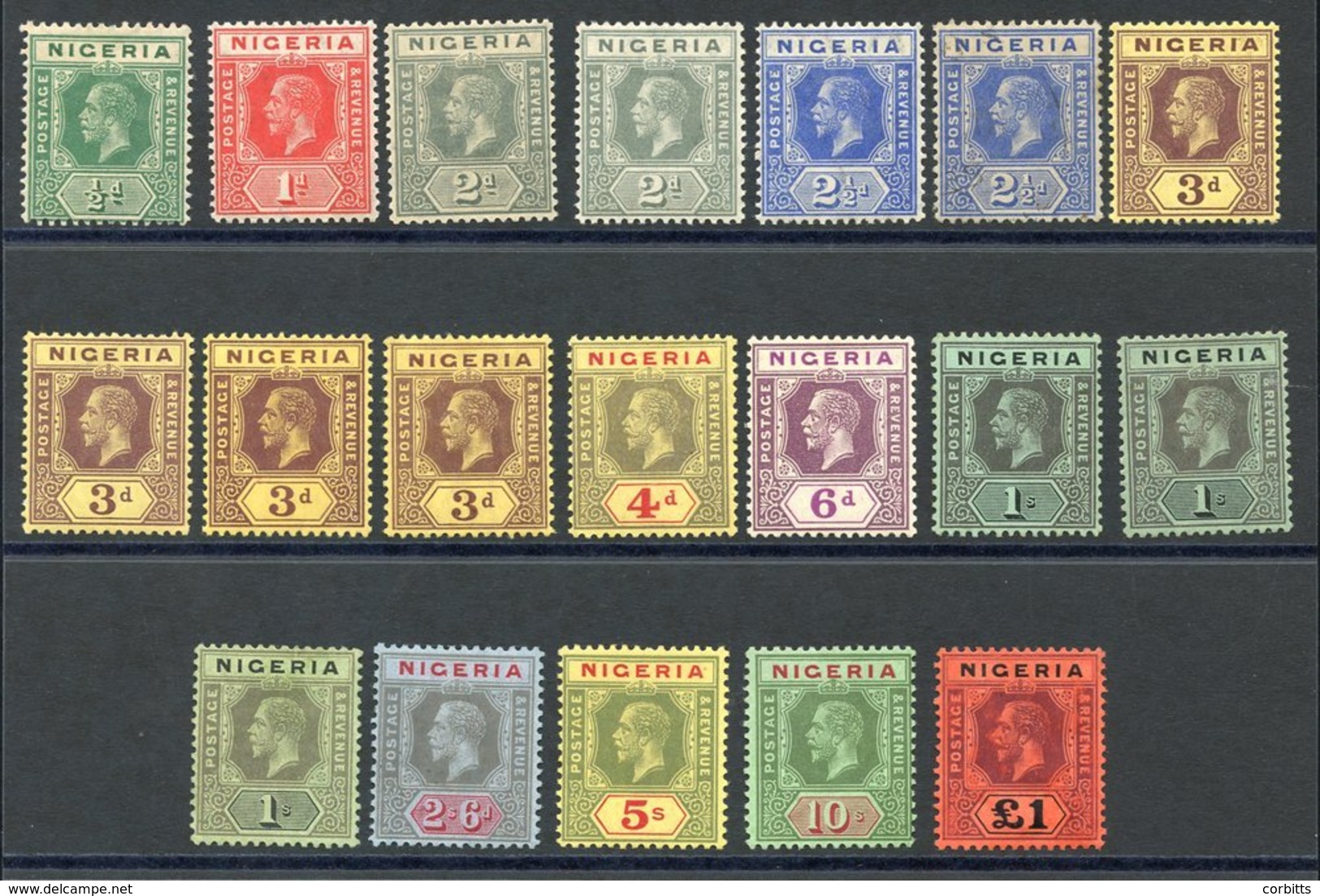 1914-29 MCCA Set Incl. Some Extra Shades (10s Gum Crease, £1 Chalk Rubbing), SG.1/12. Cat. £300+ (19) - Sonstige & Ohne Zuordnung