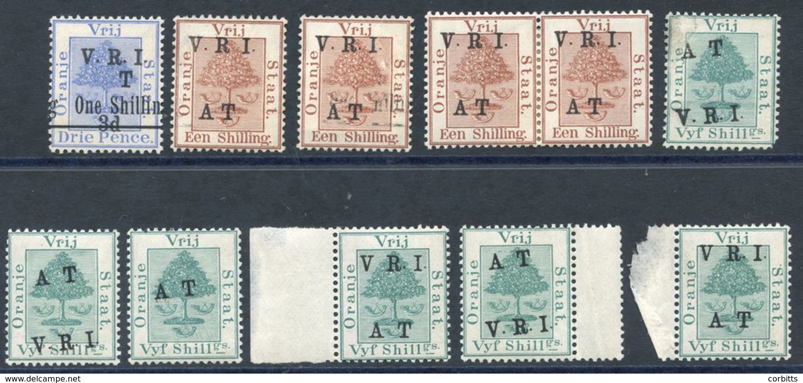 1900 VRI ARMY TELEGRAPHS 5s Green (2) Normals, Plus Two Reading AT/VRI, Also Single With VRI Omitted (minute Trace On Tw - Sonstige & Ohne Zuordnung