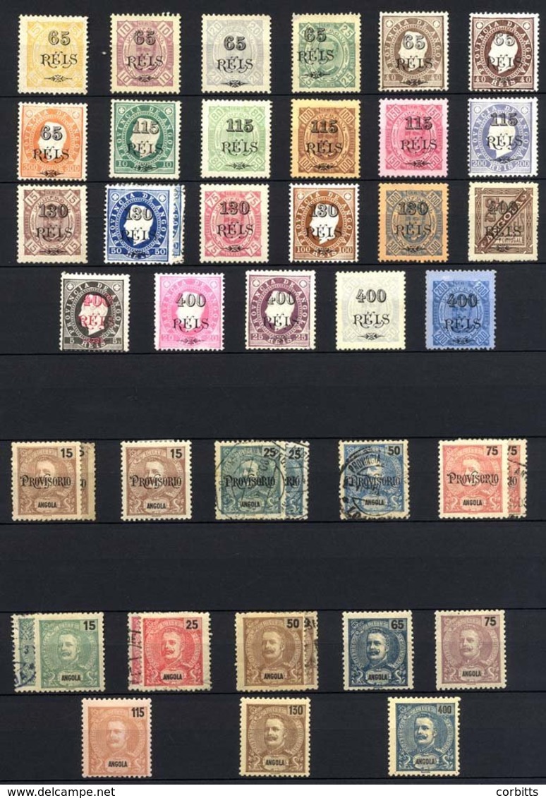 ANGOLA Collection Of M & U On Stock Leaves, All Periods From Crown Types With Vals To 300r, King Luis Vals To 300r, 1898 - Sonstige & Ohne Zuordnung