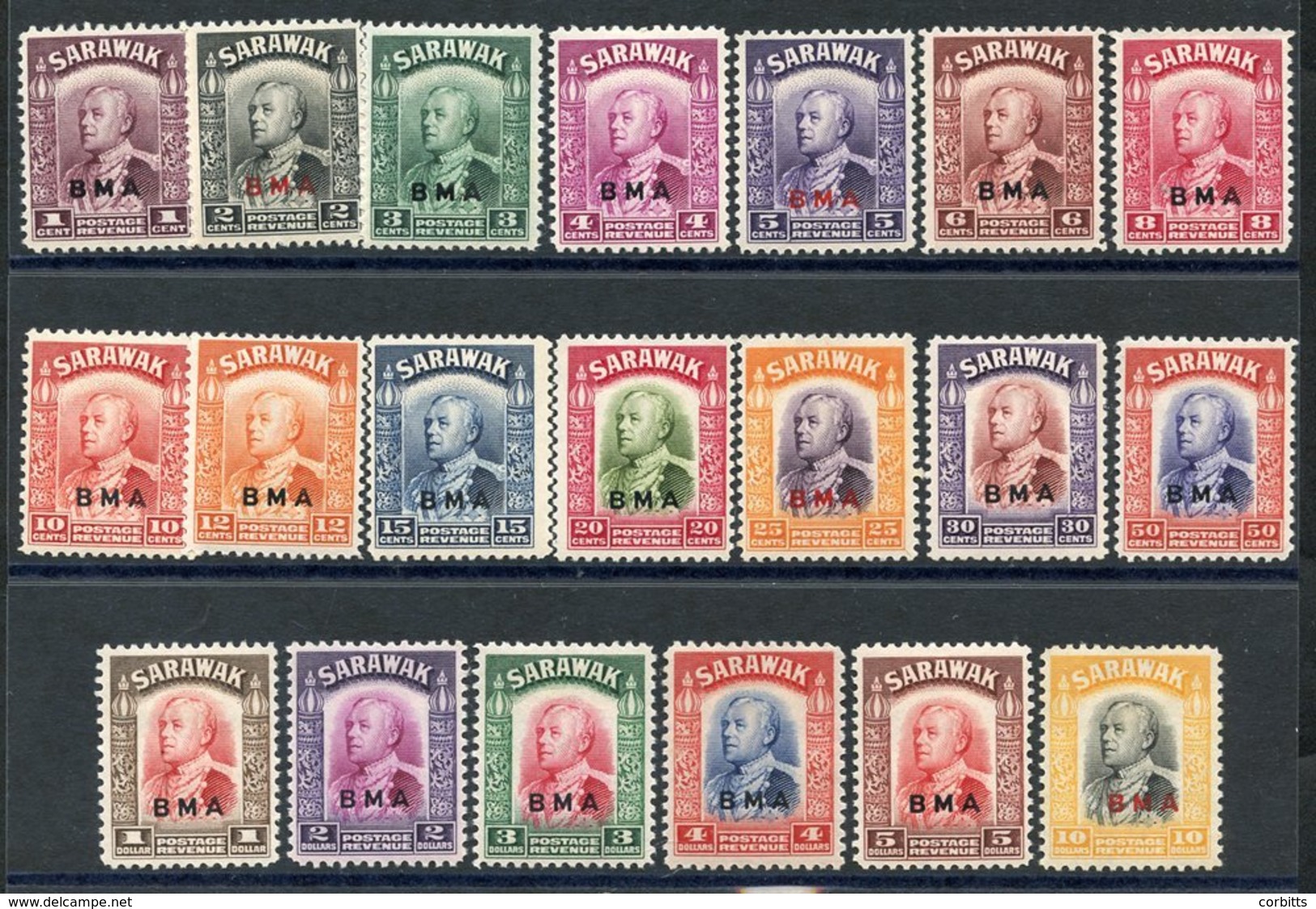 1945 BMA Optd Set, Fine M, SG.126/145. (20) Cat. £550 - Andere & Zonder Classificatie