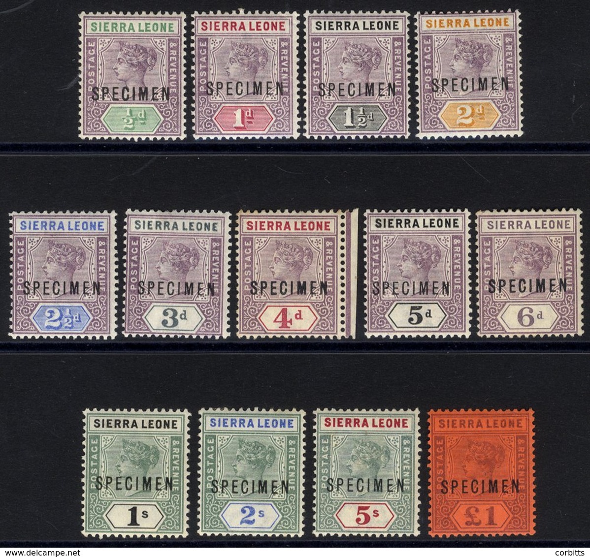 1896-97 CCA Complete Set, Ovptd SPECIMEN, Fine M, SG.41s/53s. (13) - Autres & Non Classés