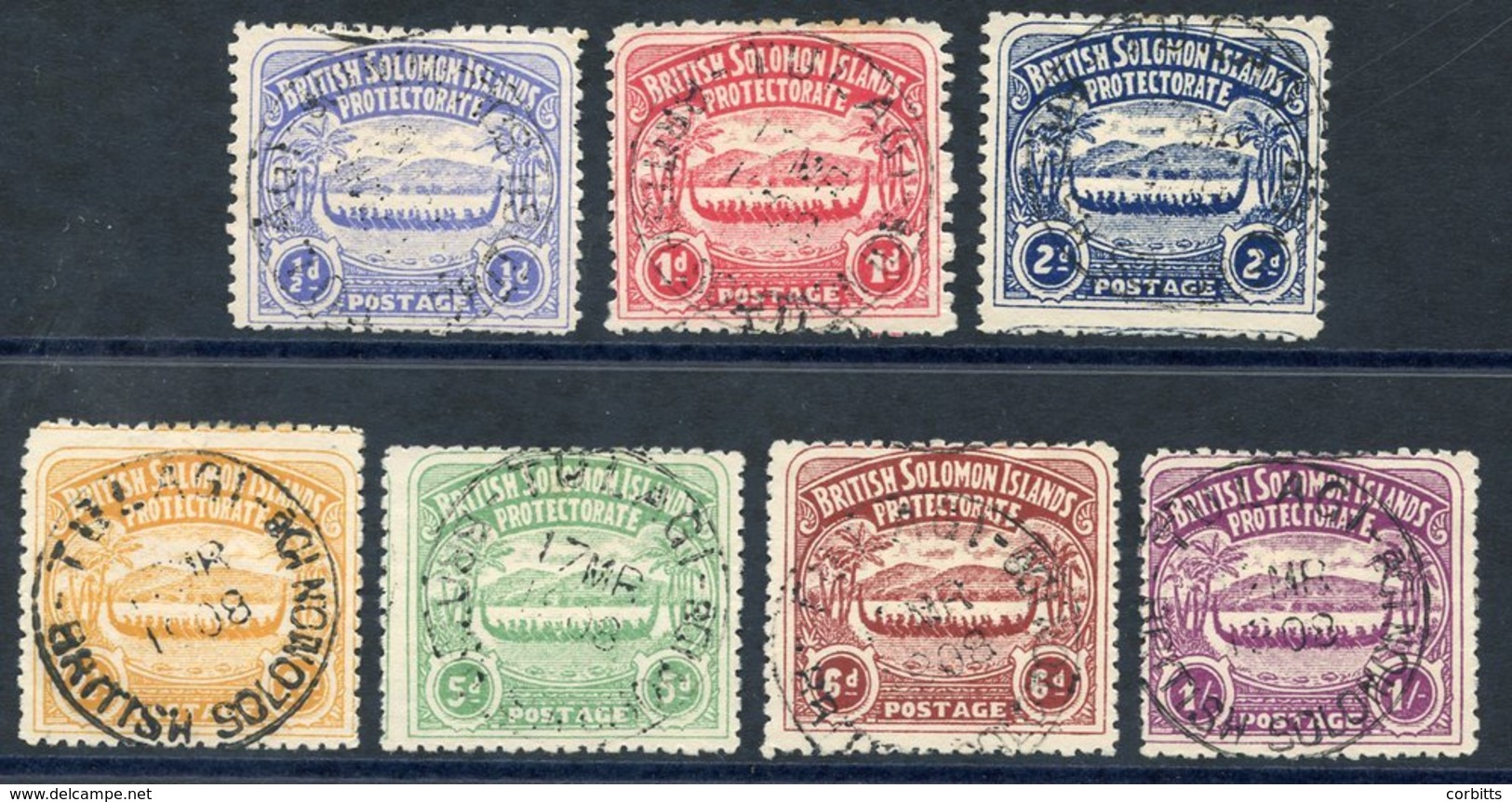 1907 Large Canoe Set, VFU, SG.1/7. Cat. £300 (7) - Sonstige & Ohne Zuordnung