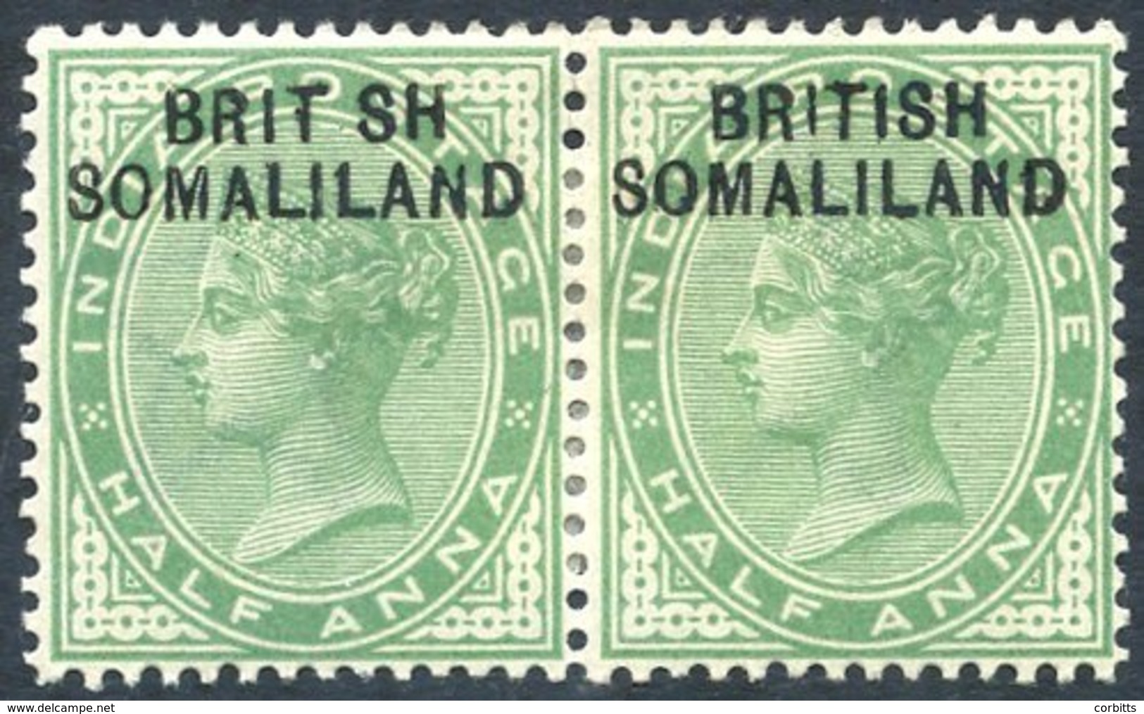 1903 June ½a Yellow Green, Fine M Horizontal Pair Incl. Variety 'BRIT SH' For BRITISH, SG.1a. (2) Cat. £170+ - Sonstige & Ohne Zuordnung