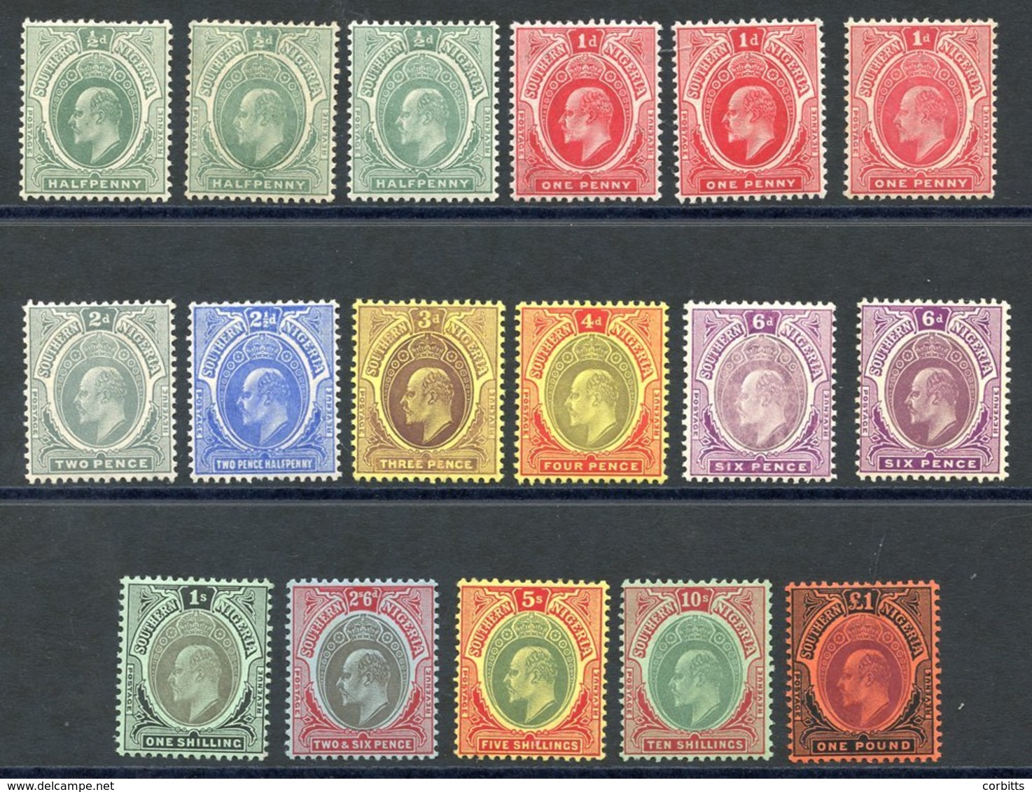 1907-11 Colours Changed MCCA Set, M Incl. Extra Shades, SG.33/44. Cat. £440. (17) - Autres & Non Classés