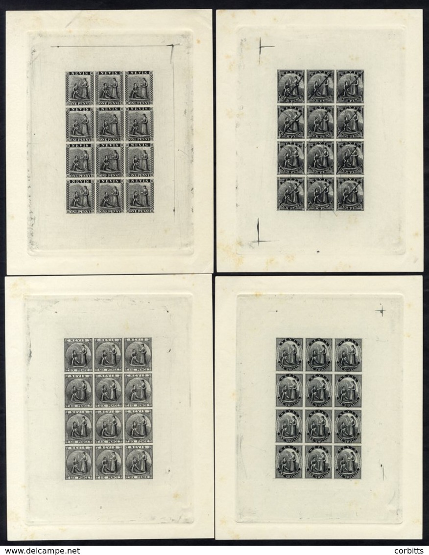 1861 1d, 4d, 6d & 1s - Set Of Four Sheetlets Of Twelve Plate Proofs In Black Reprinted By The Royal Philatelic Soc. In 1 - Autres & Non Classés