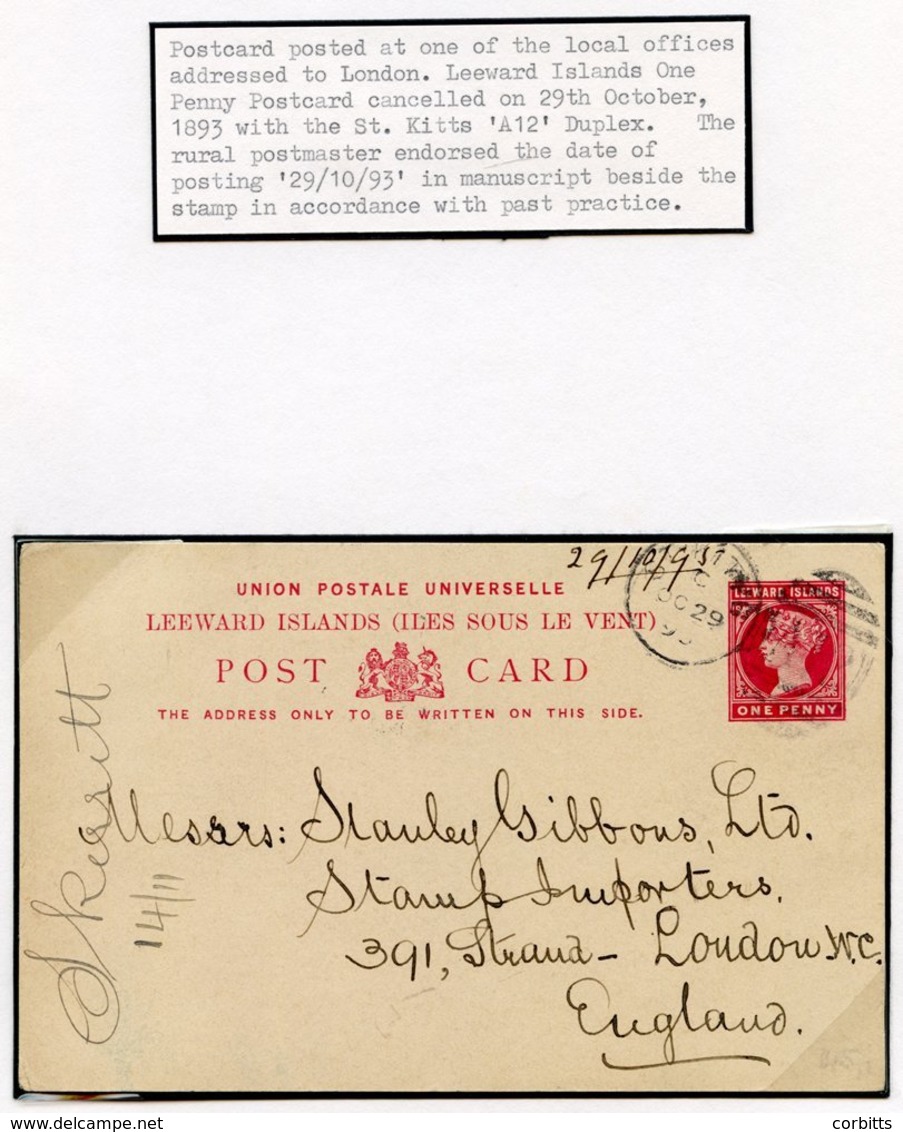 1895 Leeward Islands 1d Stationery Card Addressed To Stanley Gibbons, London, Cancelled By Light 'A12' Duplex With M/s ' - Sonstige & Ohne Zuordnung