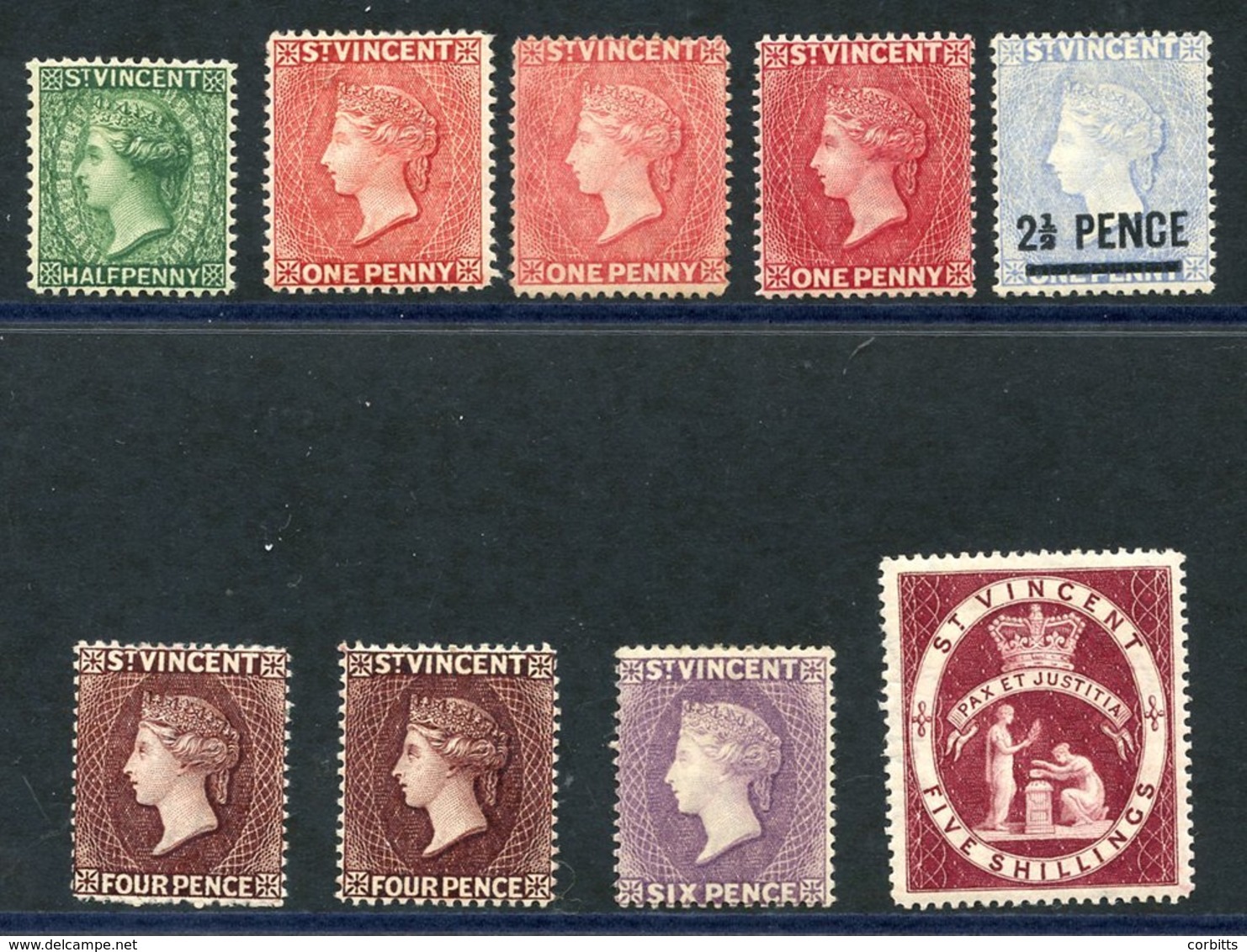 1885-93 ½d Green, 1d (3) Shades, 2½d On 1d, 4d Purple Brown (2), 6d Violet & 5s Lake, Part O.g/mainly Fine M. (9) Cat. £ - Sonstige & Ohne Zuordnung