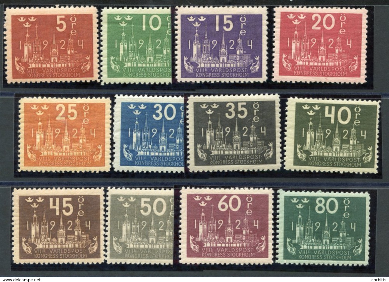 1924 Eighth Congress Of UPU Set Up To 80ore, Fine M (odd Minor Nibbled Perf Or Gum Bend O/w Fine), SG.146/157. (12) Cat. - Sonstige & Ohne Zuordnung