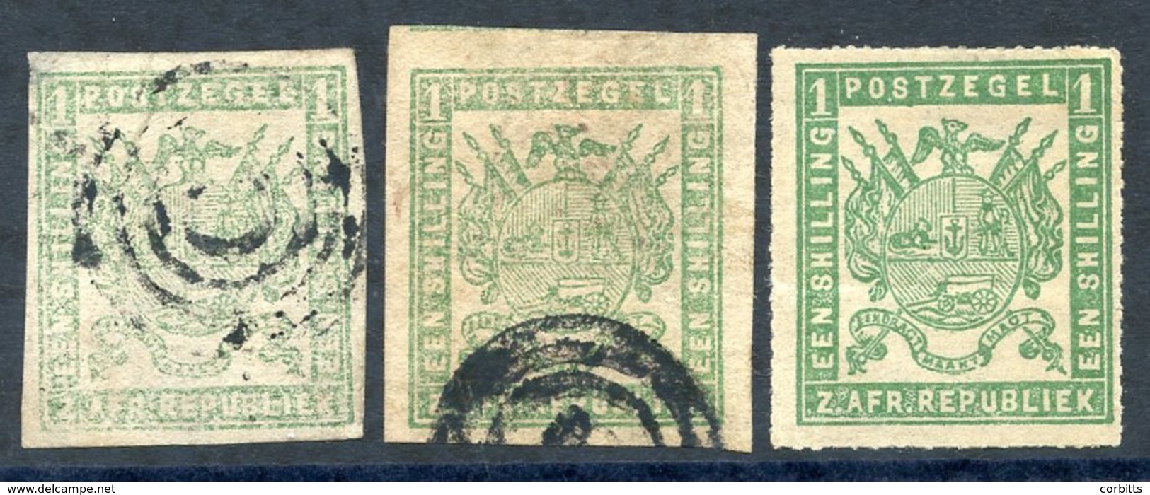 1875-77 Coarse Soft White Paper Imperf 1s Pale Yellow-green U, Signed By 'Stowlow' (tiny Corner Thin), Another Large Sin - Sonstige & Ohne Zuordnung
