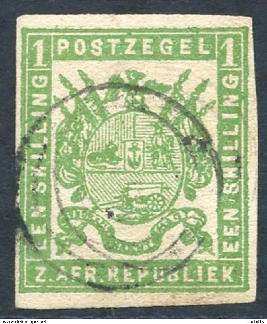 1875-77 Coarse Soft White Paper, Imperf 1s Yellow-green, FU, SG.71. (1) Cat. £180 - Sonstige & Ohne Zuordnung