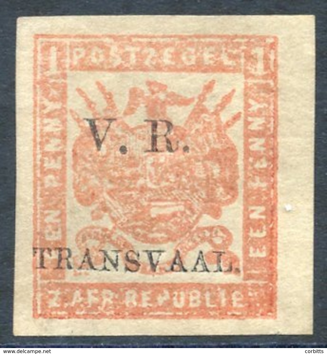 1877 (June) 1d Orange-red On Very Thin Hard Paper, Part O.g. Marginal Single, Very Fresh & Fine, SG.96. (10 Cat. £375 - Autres & Non Classés