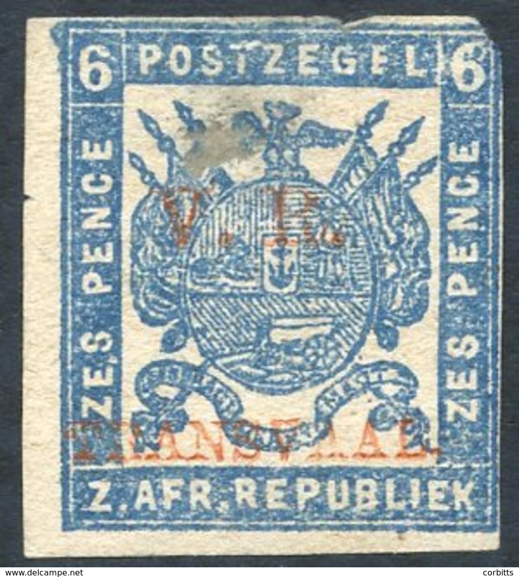 1877 Ovpt Type 4 In Red 6d Milky Blue, An Unused Defective Single. Very Rare Unused Even In This Condition. SG.88. (1) C - Sonstige & Ohne Zuordnung