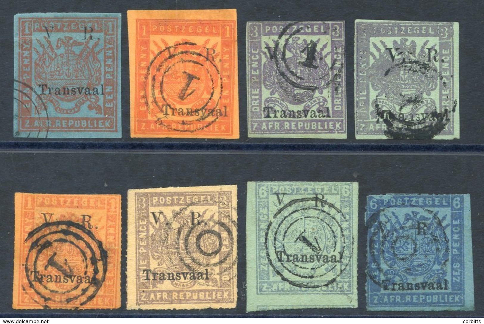 1877-79 Type 6 Ovpts Imperf, Both Colours Of 1d, 3d Mauve/green (2) Rouletted 1d Red/orange, 3d & 6d (2), Generally FU.  - Sonstige & Ohne Zuordnung