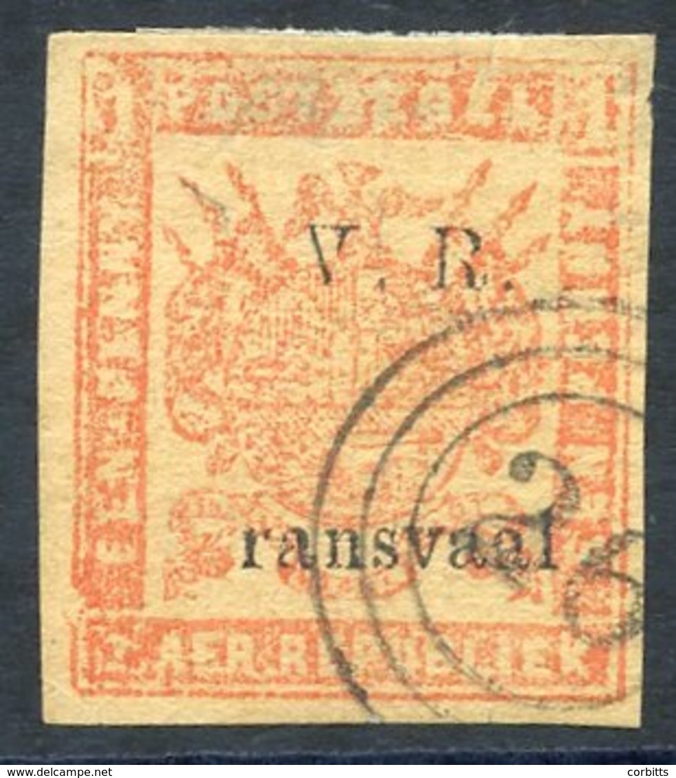 1879 Imperf 1d Red/yellow With 'T' Of TRANSVAAL Omitted, FU, Good To Large Margins. A Great Rarity Unrecorded By Gibbons - Autres & Non Classés