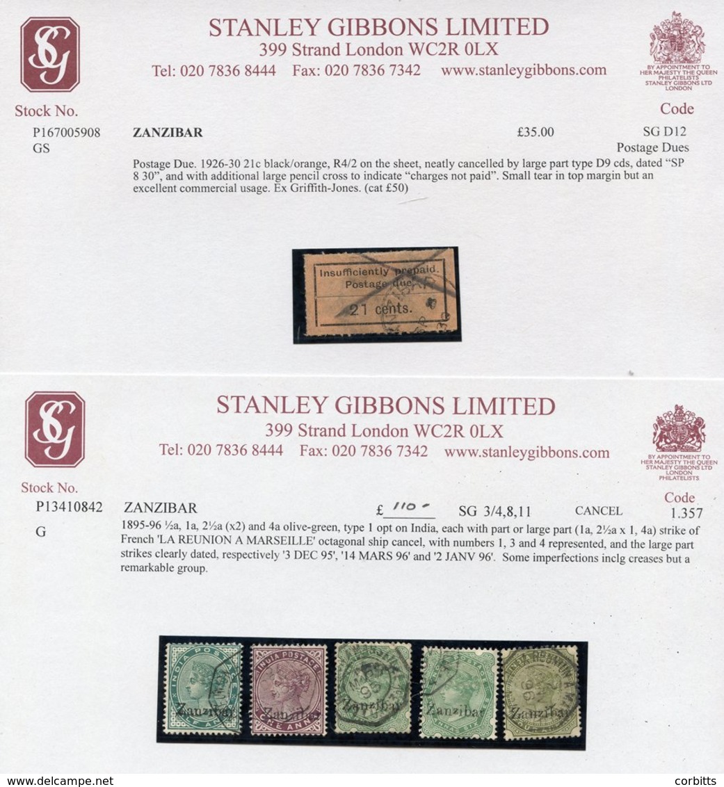 1895-96 ½a, 1a, 2½a (2) & 4a Olive Green Type 1 Opt On India, Each With Part Or Large Part (1a, 2½a X1 & 4a) Strike Of F - Sonstige & Ohne Zuordnung