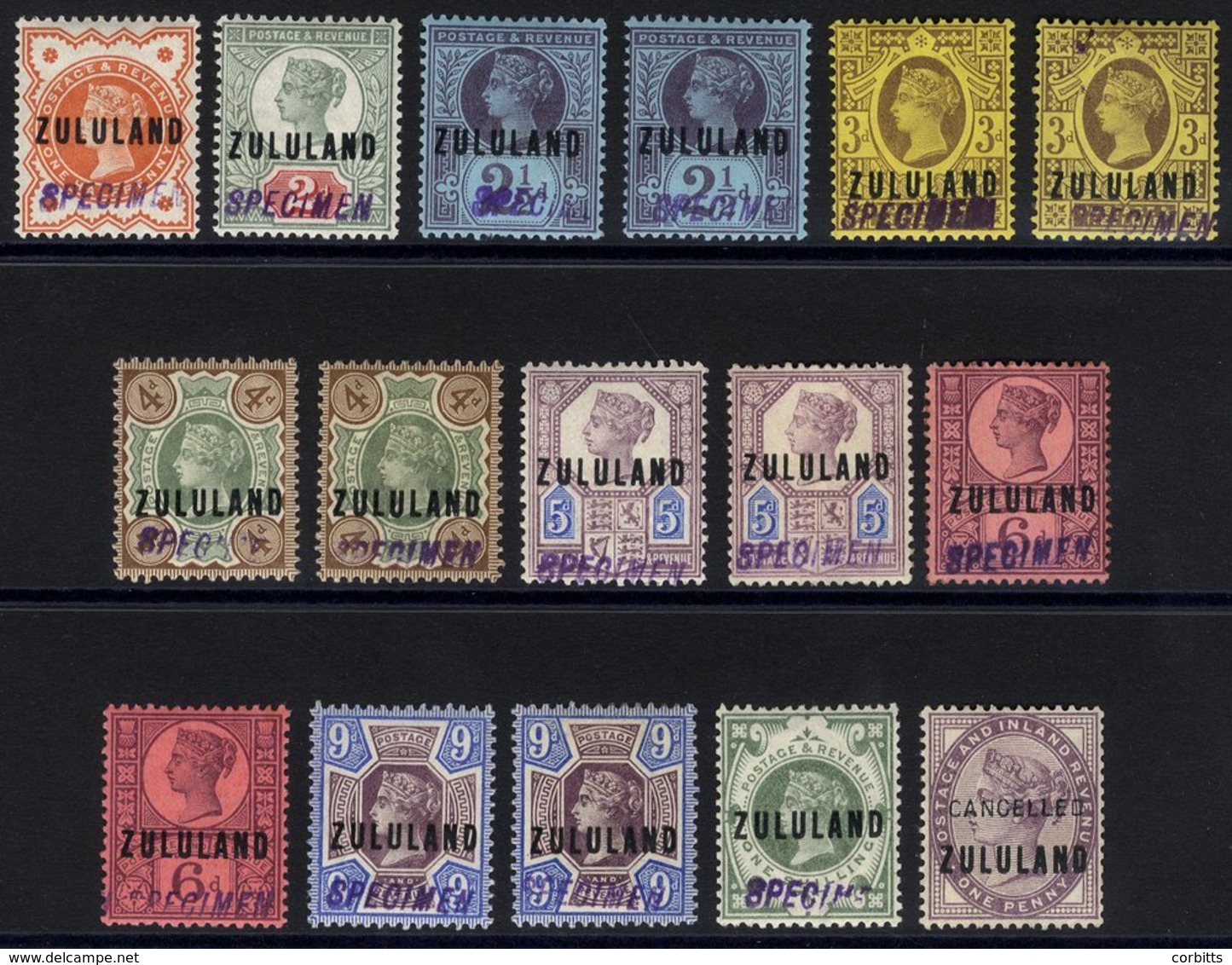 1883-93 Hand Stamped SPECIMEN ½d, 2d, 2½d (2), 3d (2), 4d (2), 5d (2), 6d (2), 9d (2) And 1s, Also 1d With Cancelled Opt - Sonstige & Ohne Zuordnung