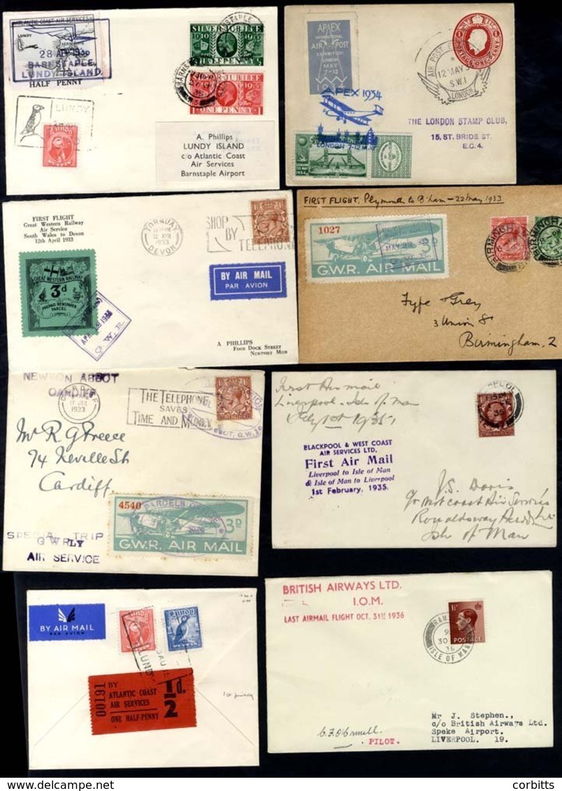 1924-54 Neatly Written Up Collection Of 47 Covers Incl. 1928 Belfast To Liverpool, 1929 Galway To Croydon (2), 1933 GWR  - Autres & Non Classés